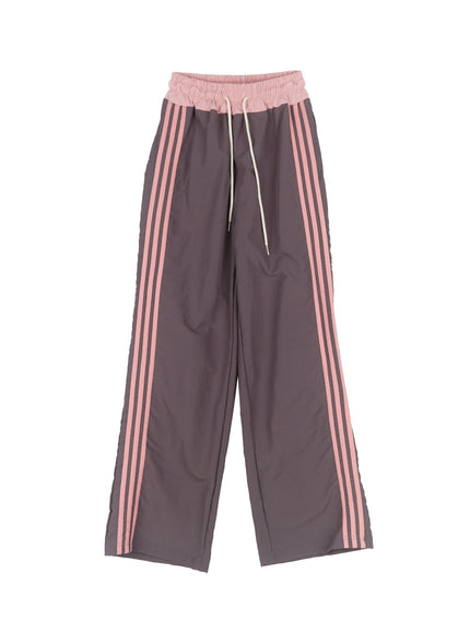 striped-nylon-track-pants-ia525 / Dark gray