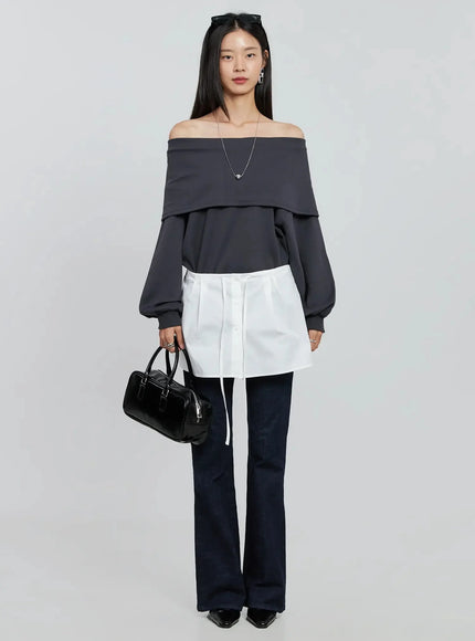 oversized-off-shoulder-sweater-in507 / Dark gray