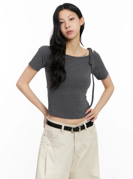 asymmetric-shoulder-tie-t-shirt-ig508 / Dark gray