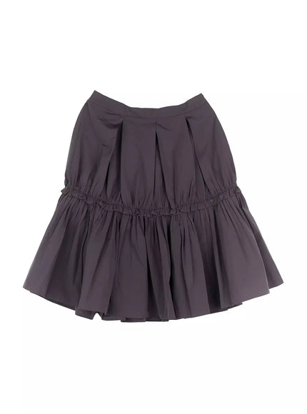 pleated-nylon-midi-skirt-is516 / Dark gray