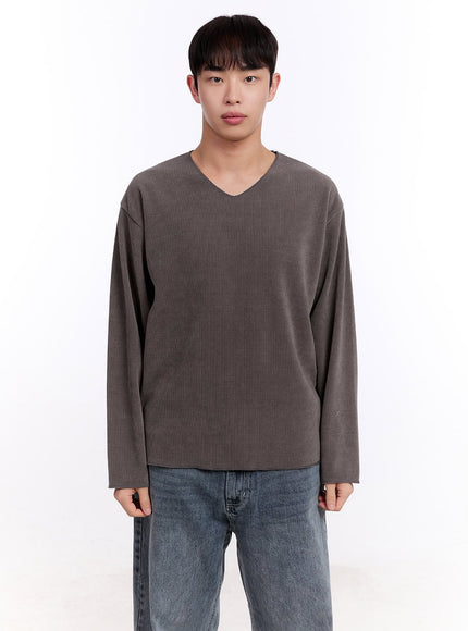mens-oversized-v-neck-sweater-im512 / Dark gray