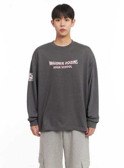 mens-graphic-oversized-long-sleeve-tee-im517 / Dark gray