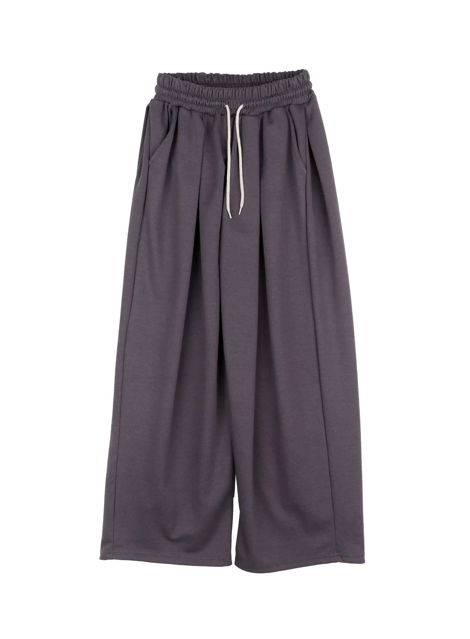 double-pleated-wide-sweatpants-ij529 / Dark gray
