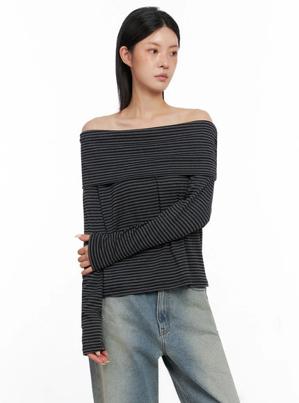 Striped Off Shoulder Top IS508