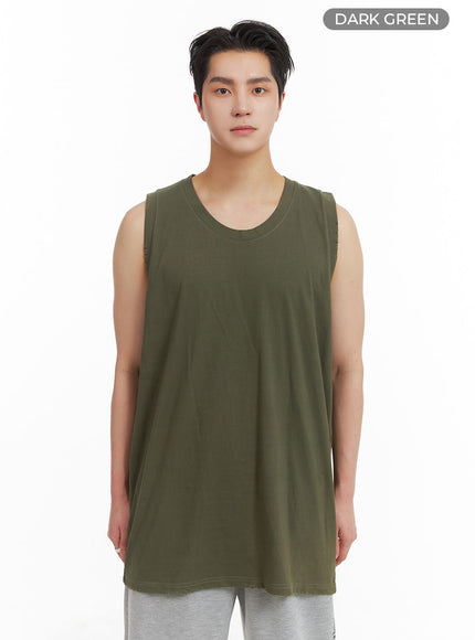 mens-basic-cotton-sleeveless-tee-ia401 / Dark green