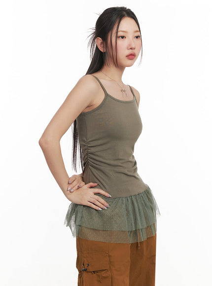 polka-dot-layering-skirt-cami-top-im525 / Dark green