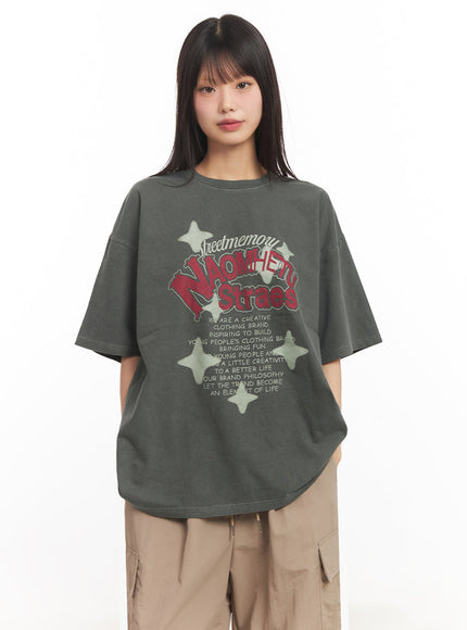 star-graphic-cotton-t-shirt-iy502 / Dark green