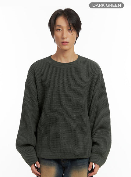 mens-basic-crew-neck-knit-sweater-io402 / Dark green