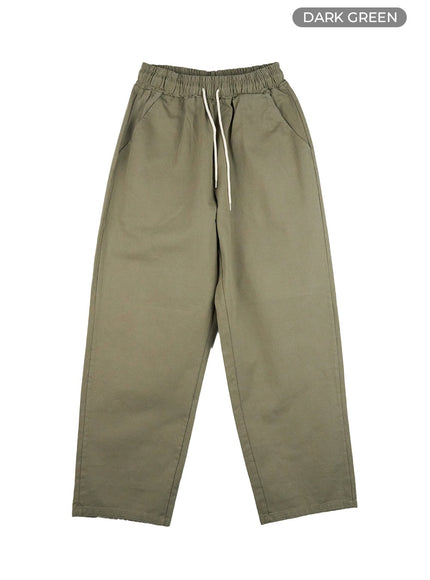 mens-classis-cotton-solid-wide-pants-is412 / Dark green