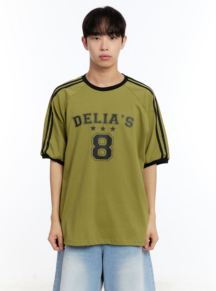 men-s-sporty-raglan-track-t-shirt-iy529 / Dark green