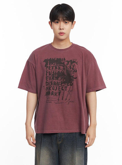 mens-cotton-bliss-graphic-t-shirt-iy522 / Dark pink