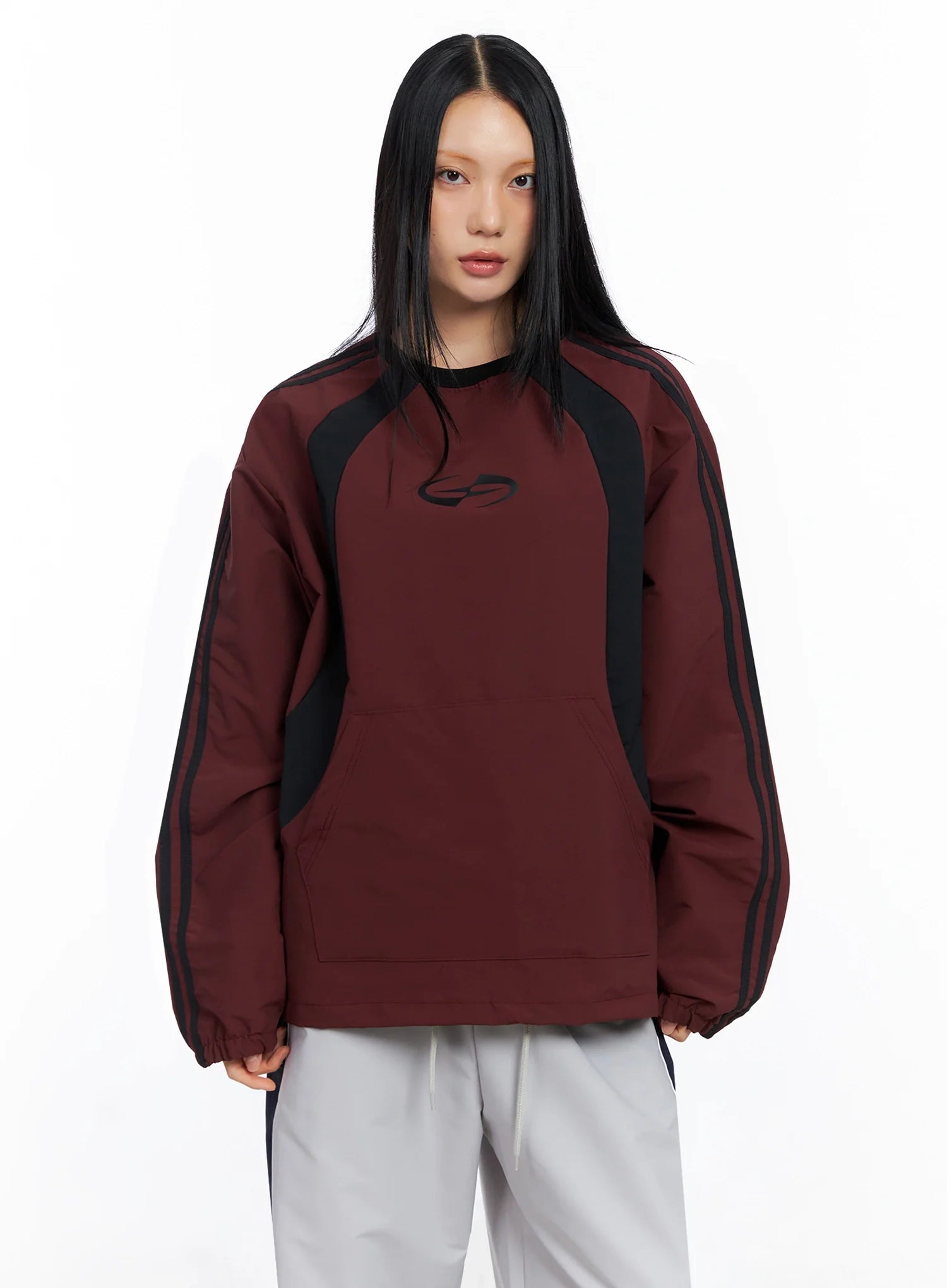 two-tone-raglan-sweatshirt-co516 / Dark red
