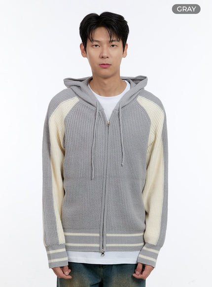 mens-cozy-knit-hoodie-jacket-ig427 / Gray