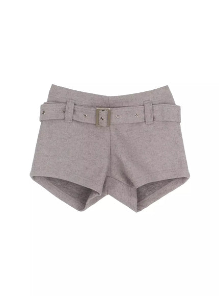 high-waist-belted-shorts-im502 / Gray