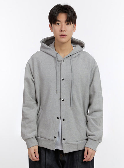 mens-urban-buttoned-hooded-jacket-if528 / Gray