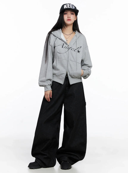 Angel Graphic Zip-Up Hoodie IS525