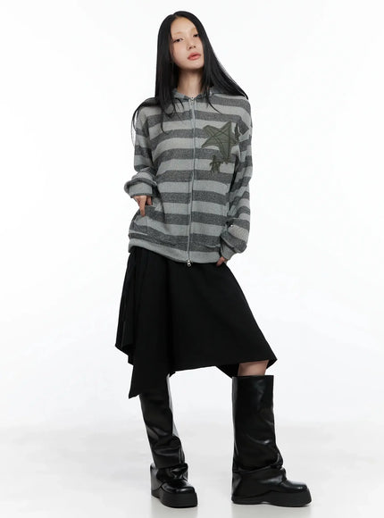star-patch-striped-zip-up-is525 / Gray