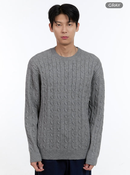 mens-cable-knit-sweater-ig427 / Gray