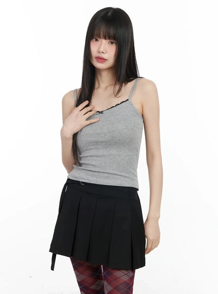 lace-trim-ribbon-camisole-im523 / Gray