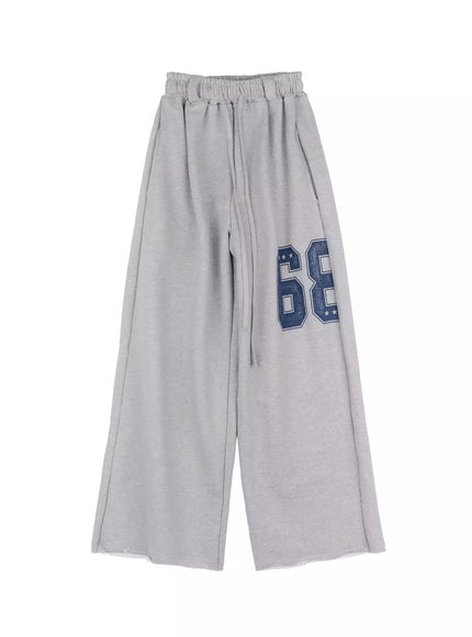 mens-number-graphic-sweatpants-io517 / Gray