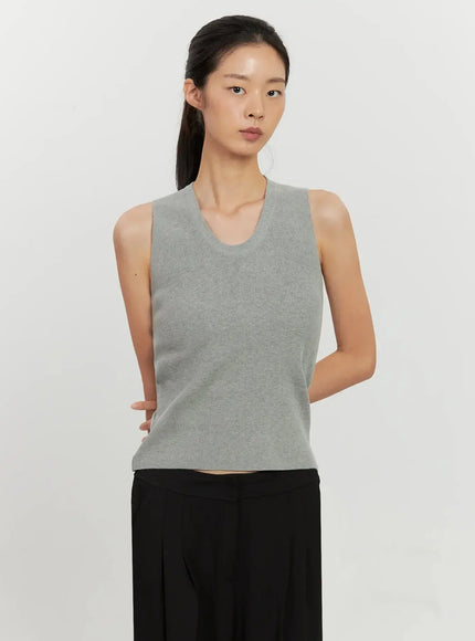 u-neck-knit-tank-il528 / Gray