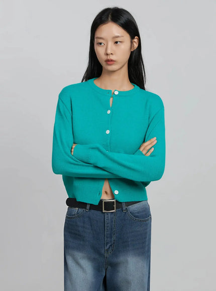 soft-button-up-cardigan-id516 / Green
