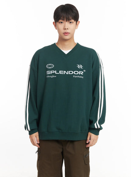 mens-v-neck-graphic-sweatshirt-im528 / Green