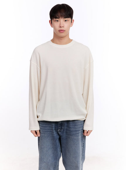 mens-oversized-waffle-knit-long-sleeve-tee-im512 / White