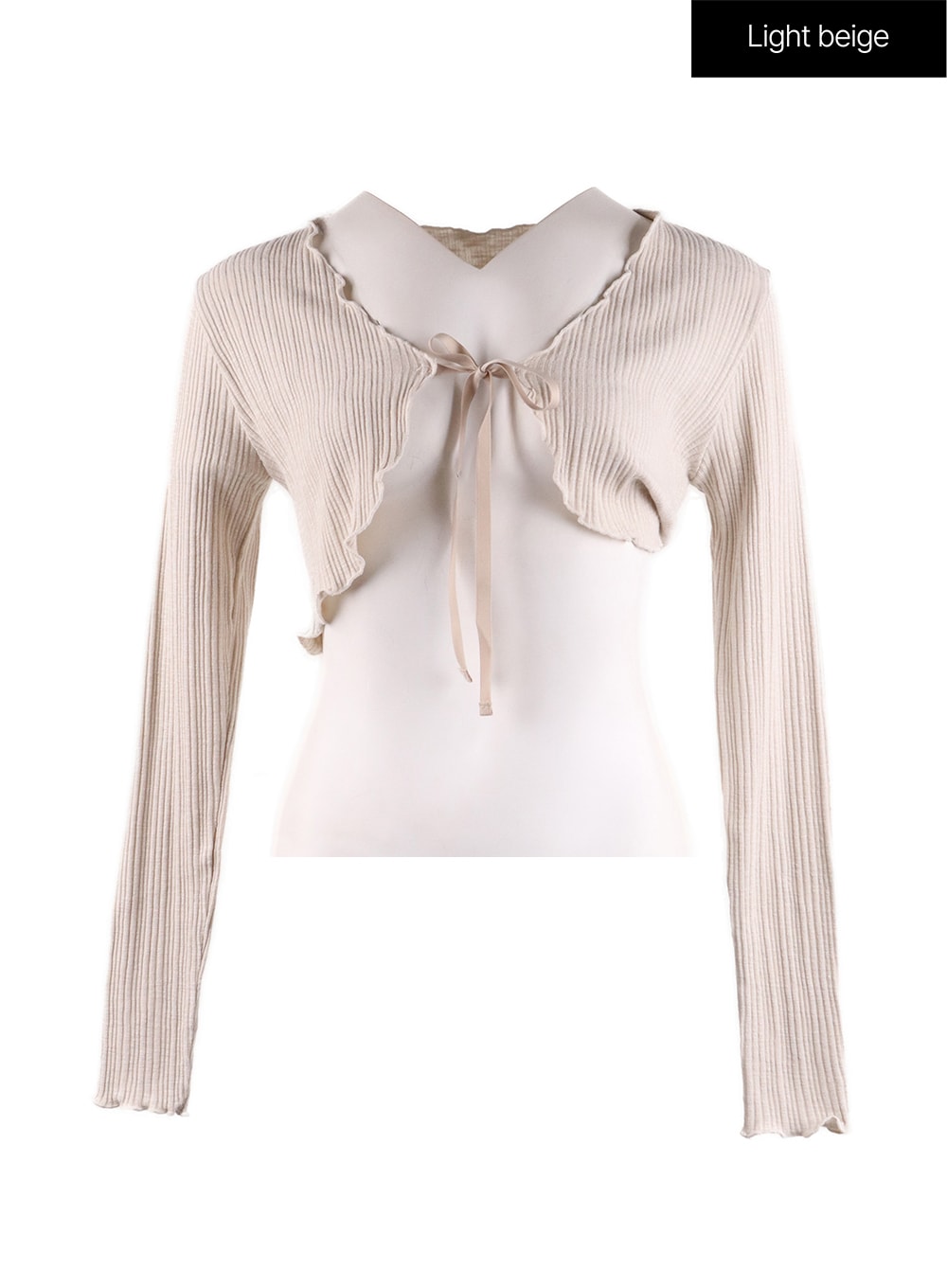 bowknot-drawstring-bolero-top-if408 / Light beige