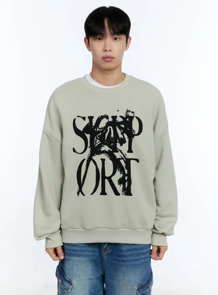 mens-grunge-graphic-sweatshirt-ig515 / Light beige
