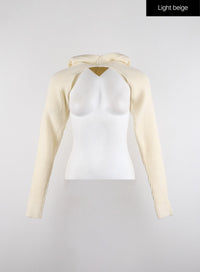 ribbed-hooded-knit-bolero-id315 / Light beige