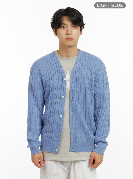 mens-cable-knit-cardigan-ig409 / Light blue