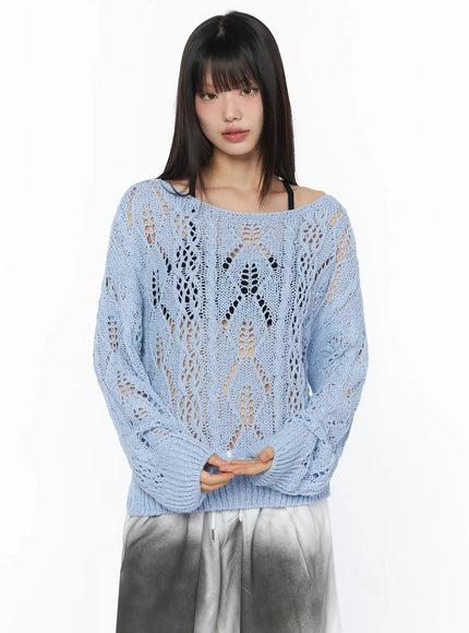 boho-chic-boat-neck-sweater-iy525 / Light blue