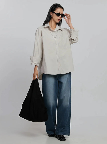 oversized-button-up-shirt-id516 / Light gray