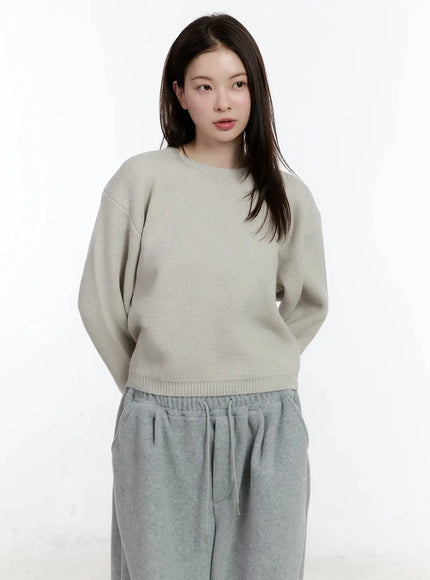 round-neck-knit-sweater-id526 / Light gray