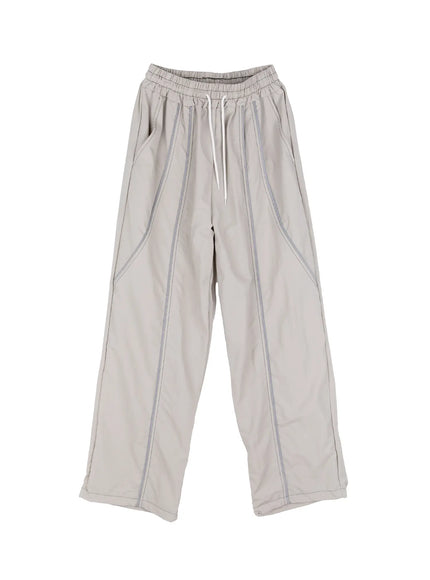 mens-reflective-line-string-nylon-pants-il511 / Light gray