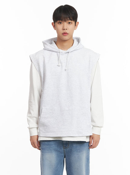 mens-oversized-hooded-vest-im517 / Light gray