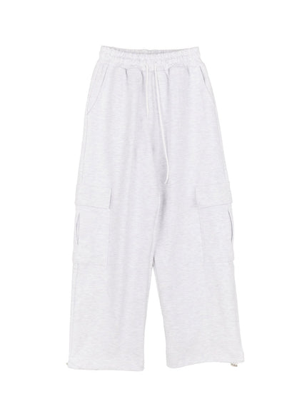 mens-cargo-pocket-wide-fit-sweatpants-im517 / Light gray