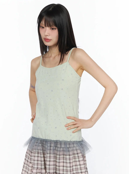 chic-graphic-print-tank-top-iy526 / Light green