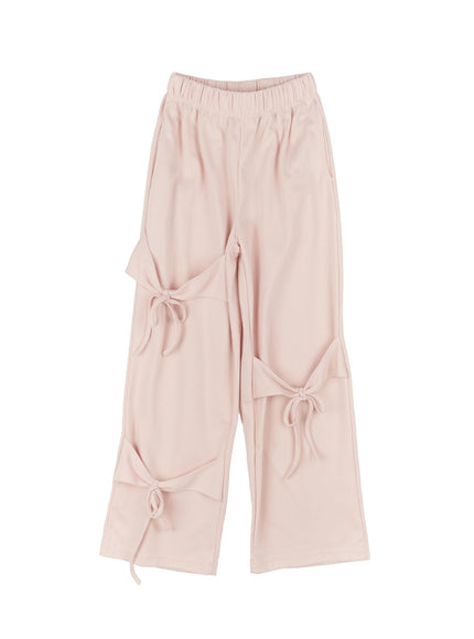 ribbon-wide-leg-sweatpants-ia524 / Pink