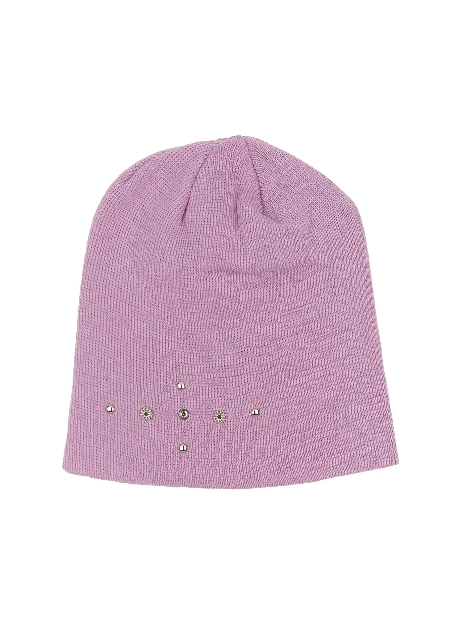 studded-knit-beanie-im530 / Pink