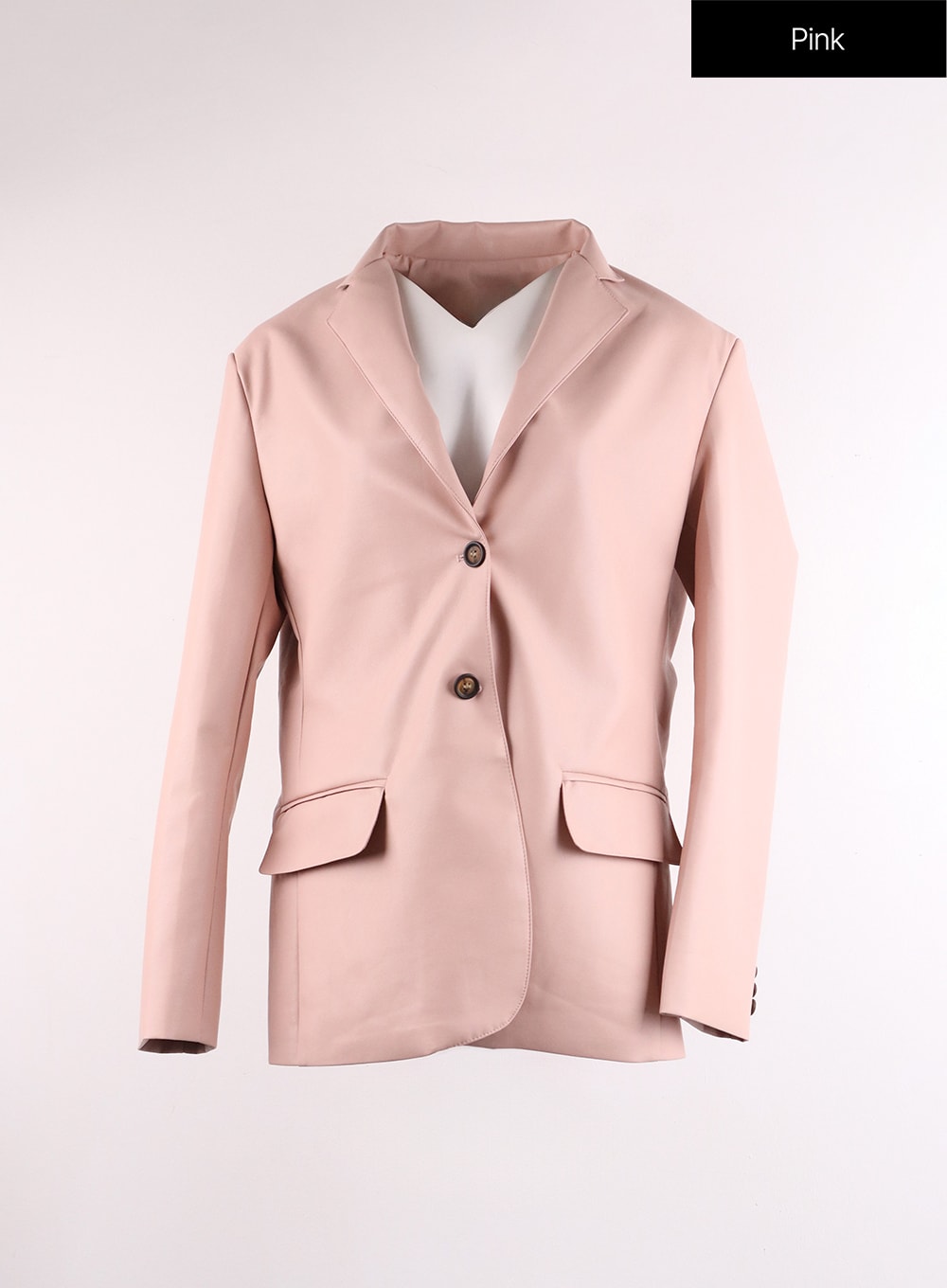 faux-leather-polo-zipper-biker-jacket-if402 / Pink