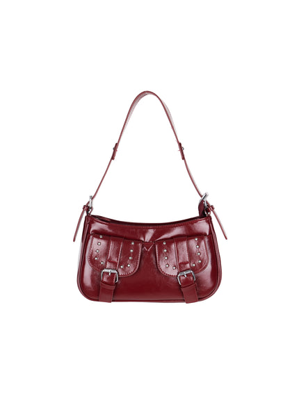 studded-buckle-double-pocket-purse-iy511 / Red
