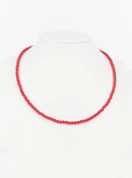 mens-classic-beaded-necklace-is510 / Red