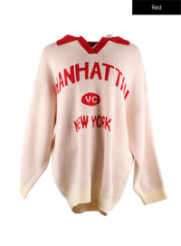 manhattan-oversized-knit-sweater-if408 / Red