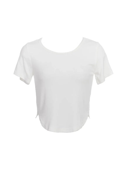 essential-cropped-round-neck-tee-ic503 / White