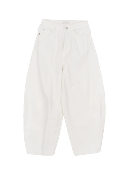 Back Corset Belt Wide-Leg Cotton Pants IA527