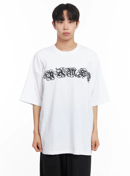mens-embroidered-graphic-tee-iu518 / White
