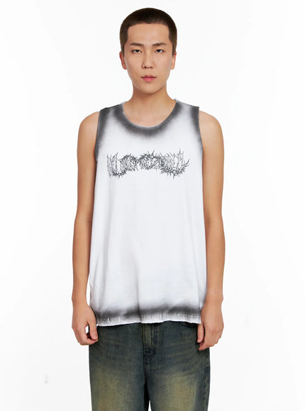 mens-distressed-muscle-tee-ig508 / White