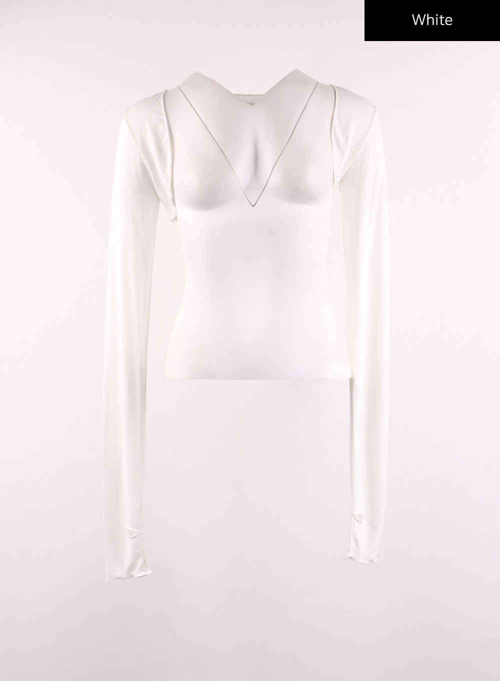 collarless-long-sleeve-shrug-ij430 / White